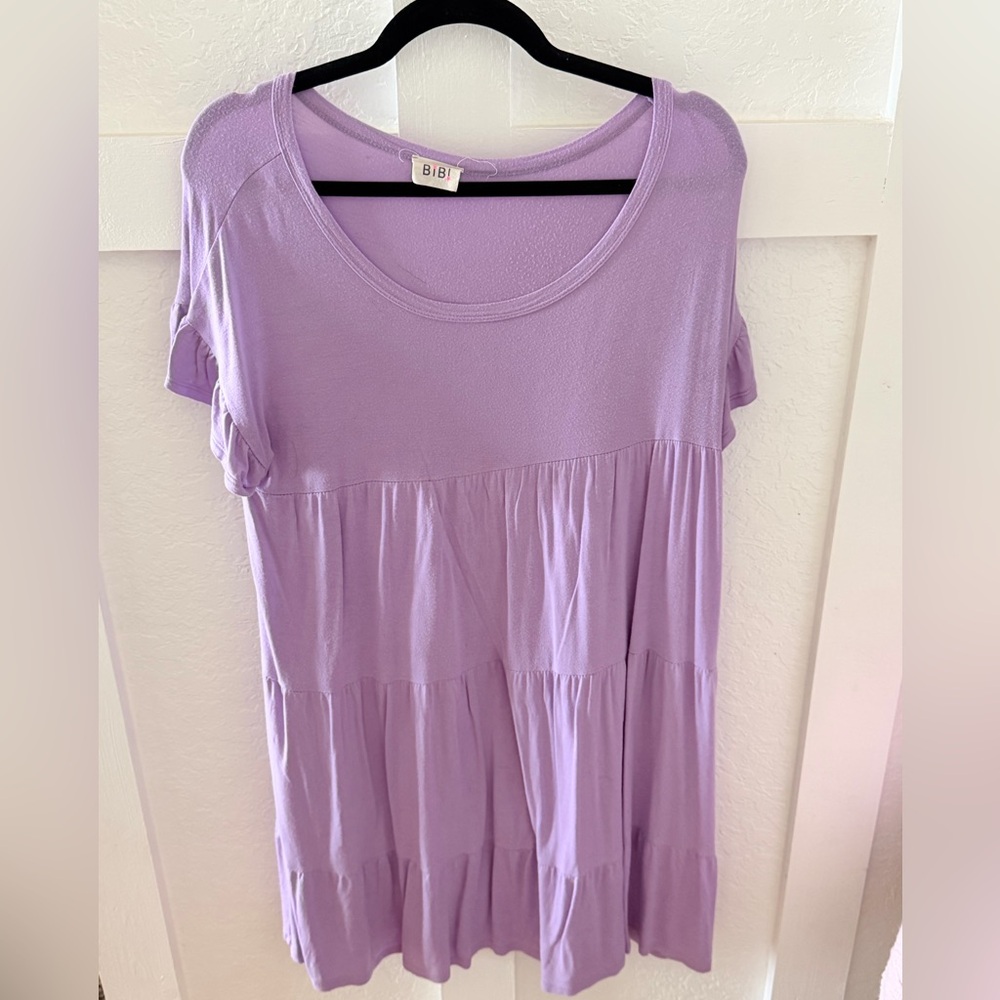 BiBi Lavender Tiered Short Sleeve Tunic